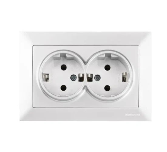 Контакт шуко двоен 16А бял Candela Mutlusan.png